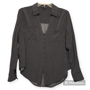 Black and White Polka Dot Button Down Blouse